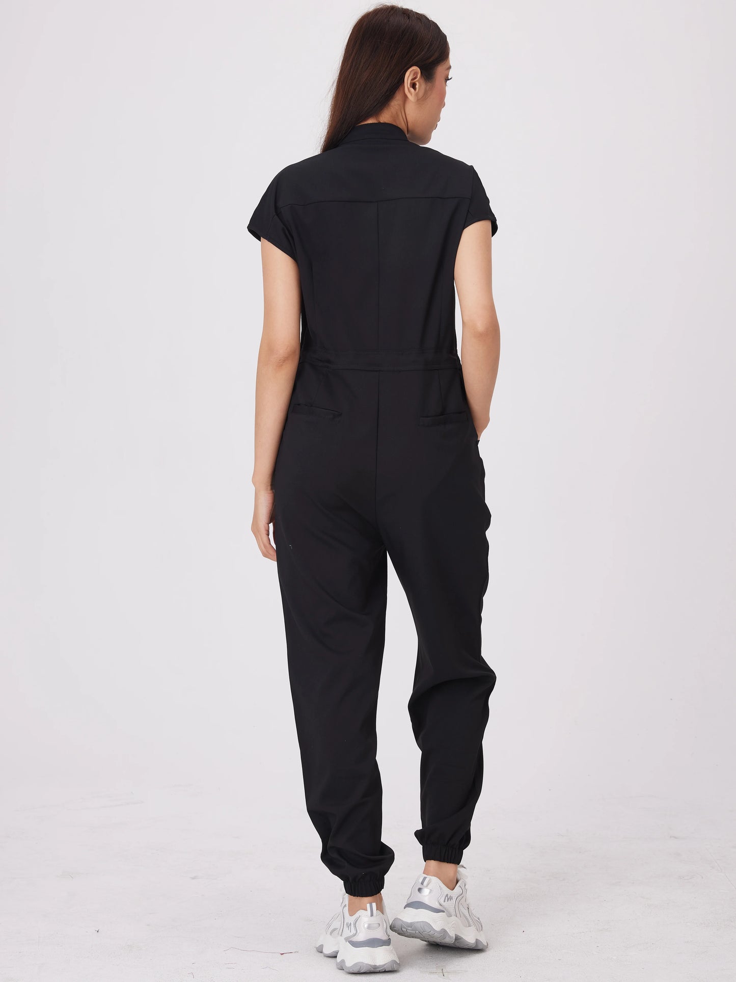 Women's Short Sleeve Medical Scrub Jumpsuit – Hospital Uniform with Pockets