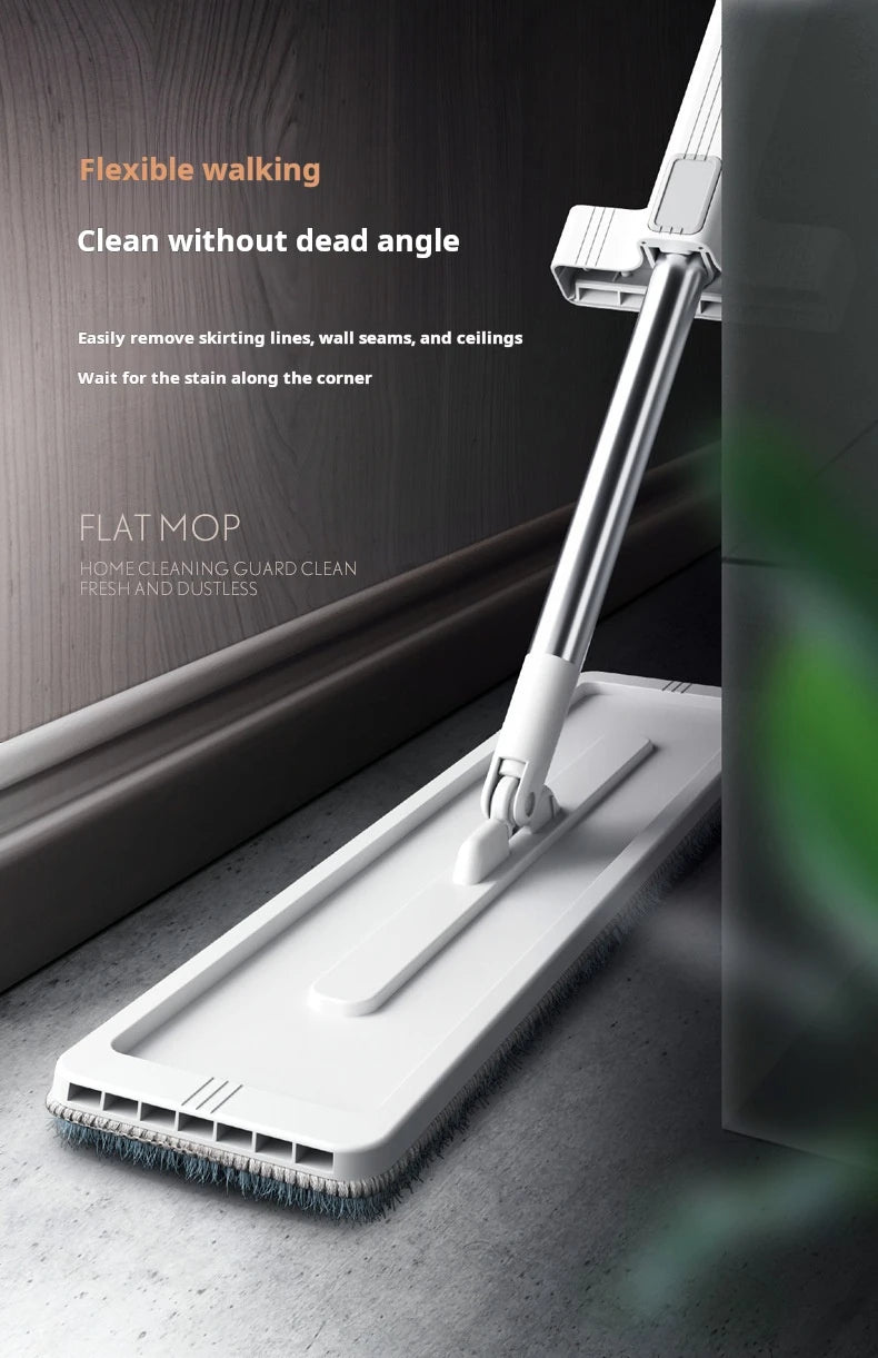 38 cm Microfibre Flat Mop and Folding Bucket Set with 360° Rotating Head