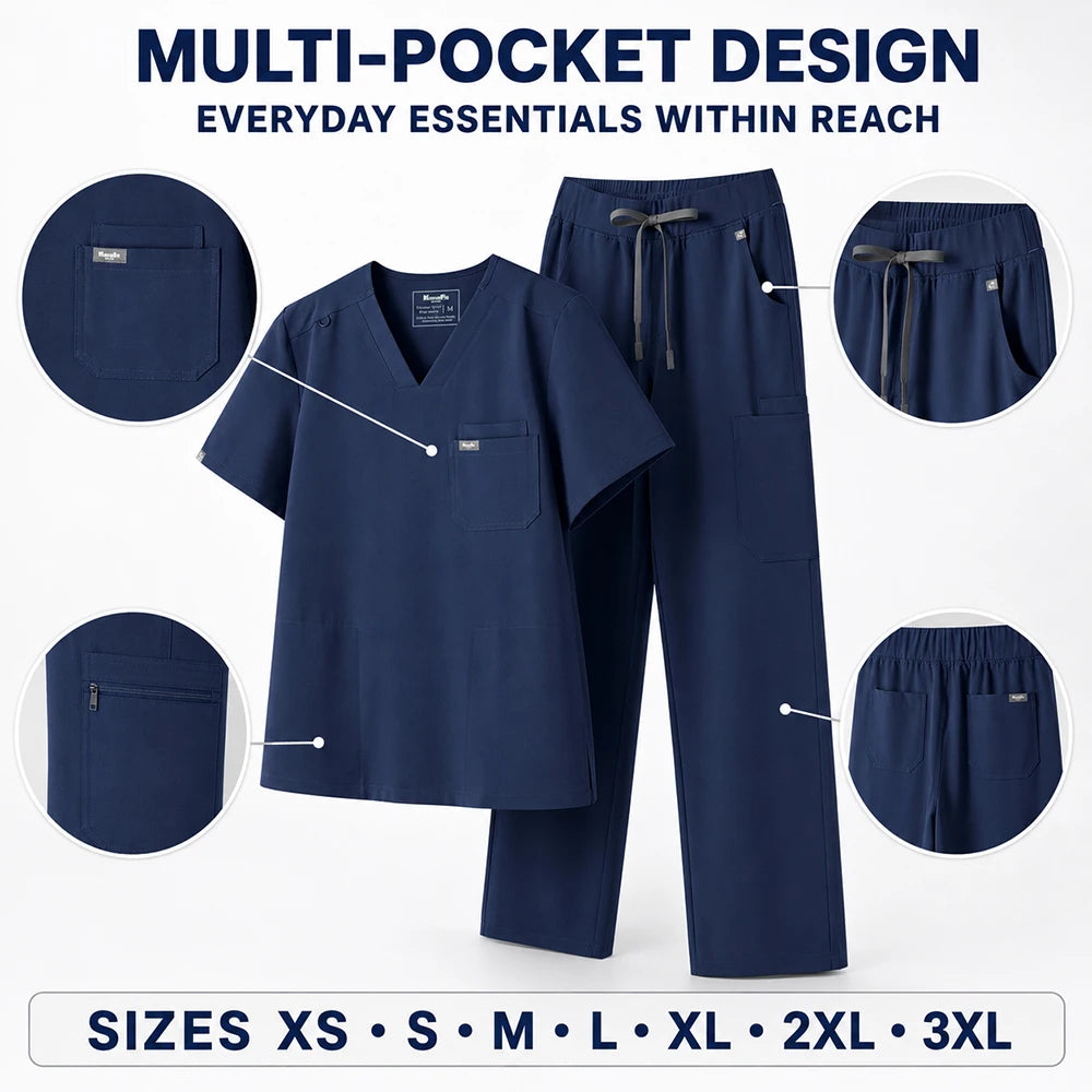 Men's Silver Ion Antibacterial Scrubs Set — Soft Stretch 2-Piece Medical Uniform