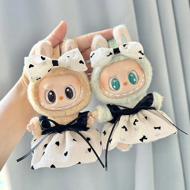17cm Labubu Doll Clothes Outfit – Accessories for Kpop EXO Labubu Idol V1/V2, Skirt & Sweater Clothing Gift"