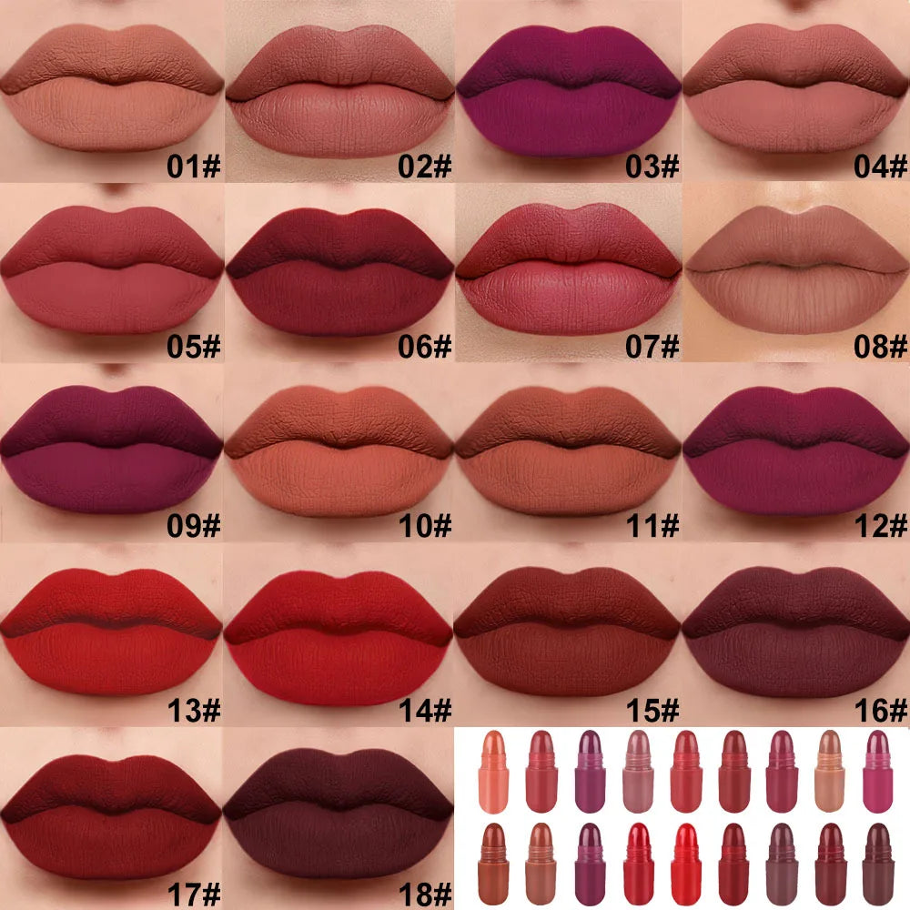 18-Piece Velvet Matte Lipstick Set – Long-Lasting, Waterproof Mini Lipsticks for Everyday Use & Gifting