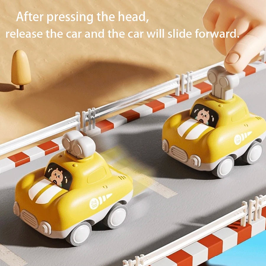 Inertia Pull-Back Cartoon Toy Car for Toddlers – Push and Go Car for Kids 1–3 Years