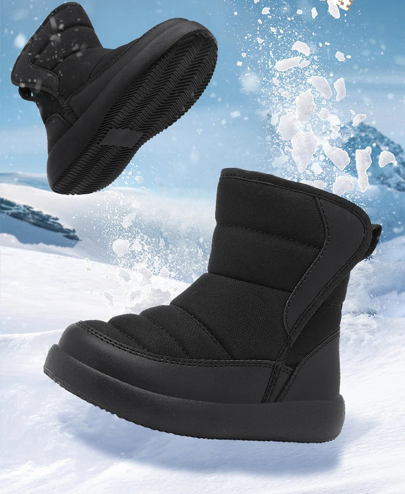 Winter Warm Kids Snow Boots – Plush, High-Top, Anti-Slip, Waterproof Cotton Shoes for Boys & Girls