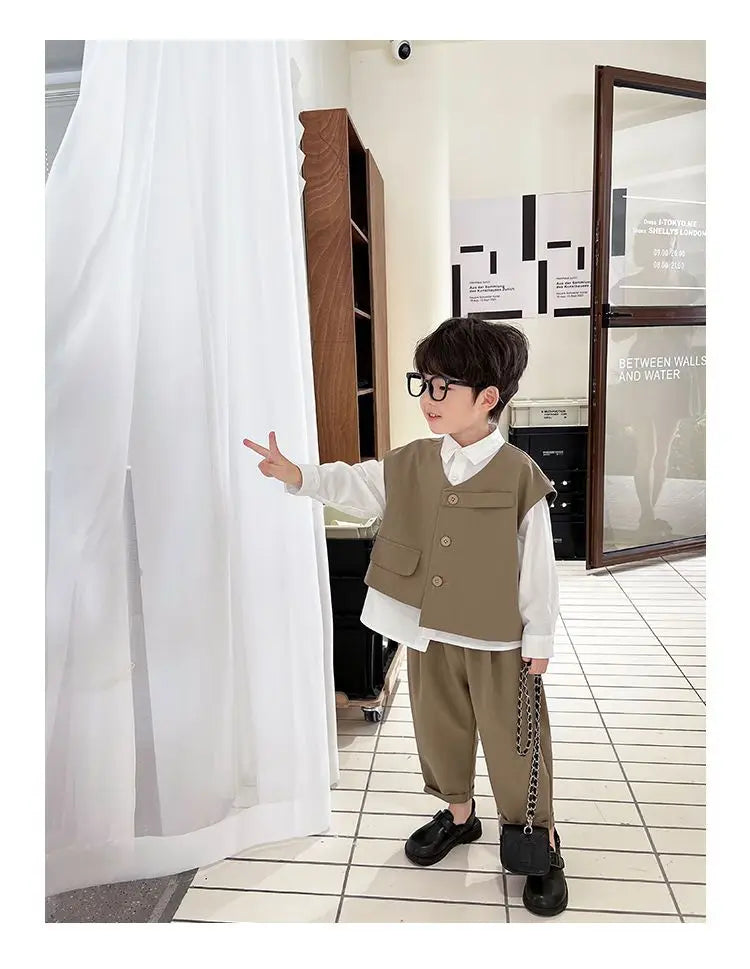 Boys 3-Piece Streetwear Clothing Set — Vest, Top & Pants