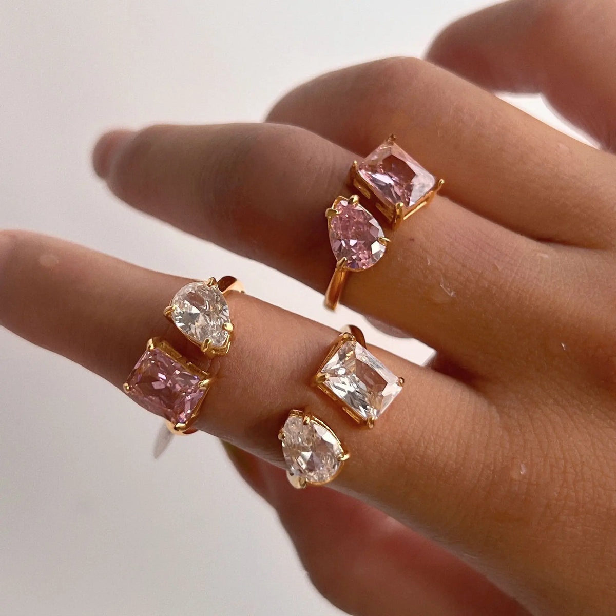 Adjustable Geometric Zircon Ring