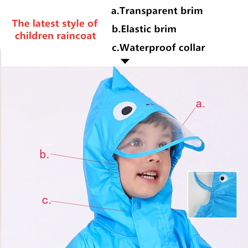 Children's Waterproof Rainwear Set – One-Piece Hooded Jumpsuit for Boys & Girls | Cartoon Dinosaur Design