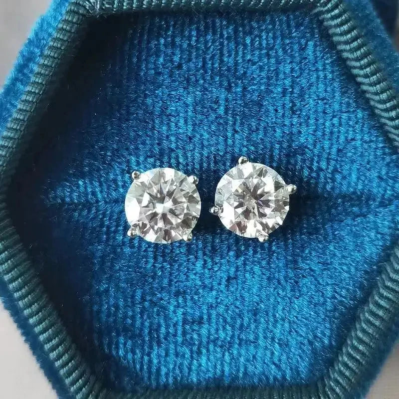 Moissanite Stud Earrings – S925 Sterling Silver Unisex Studs (1–2 CT Options)