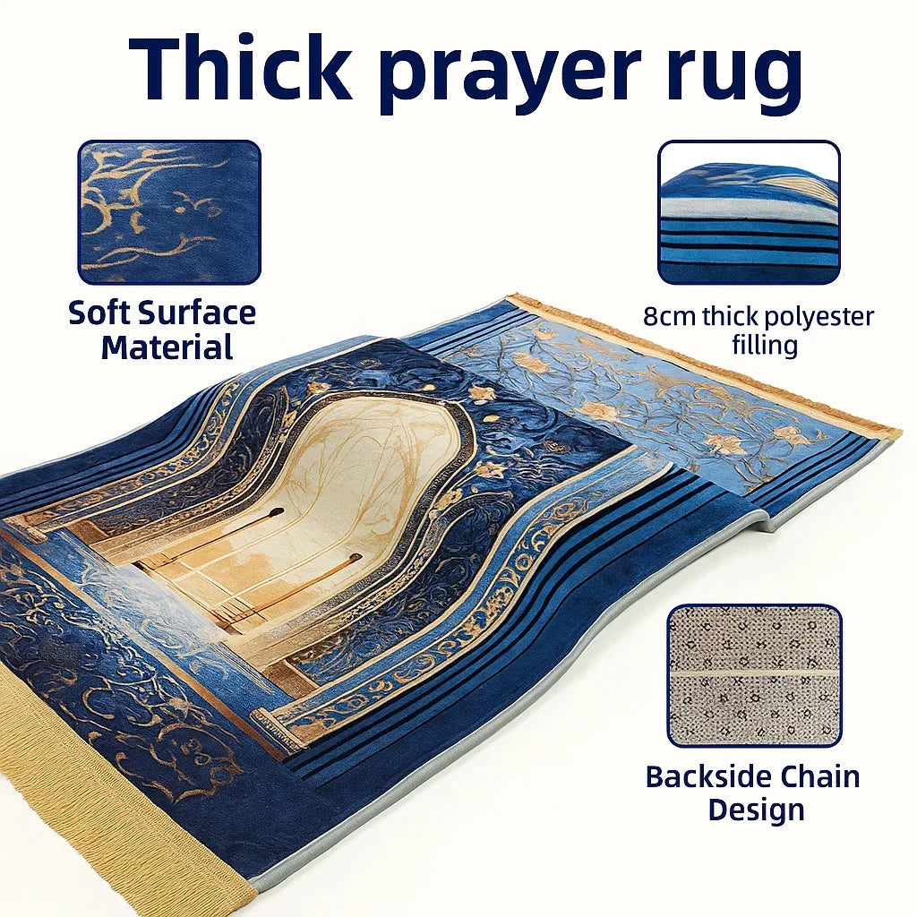 Islamic Prayer Rug 70×110cm Muslim Prayer Mat with Vintage Pattern and Tassels