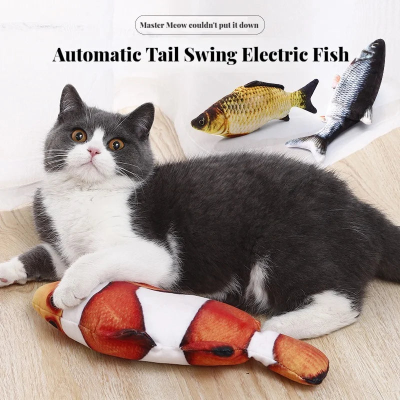 Interactive Electric Fish Cat Toy with USB Rechargeable Motion for Chewing, Playing & Entertainment