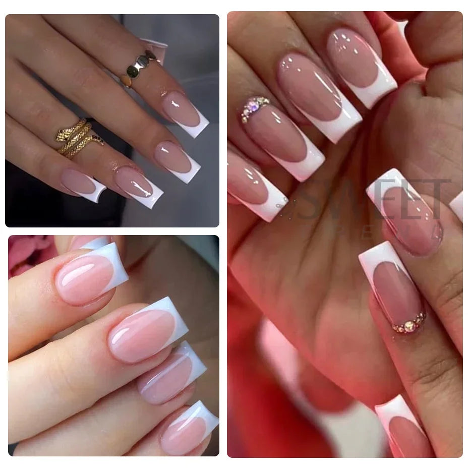 150–160pcs Short Square Press-On Nails – Soft Gel False Nail Tips for Manicure, Y2K Style Artificial Nails for Women