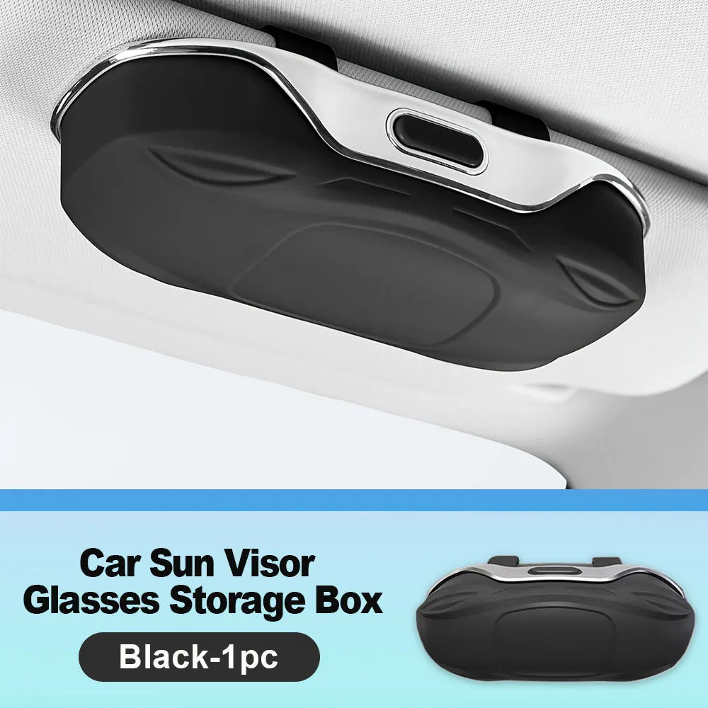 Portable Car Sunglasses Holder – Eyeglass Case & Sun Visor Clip for Driving