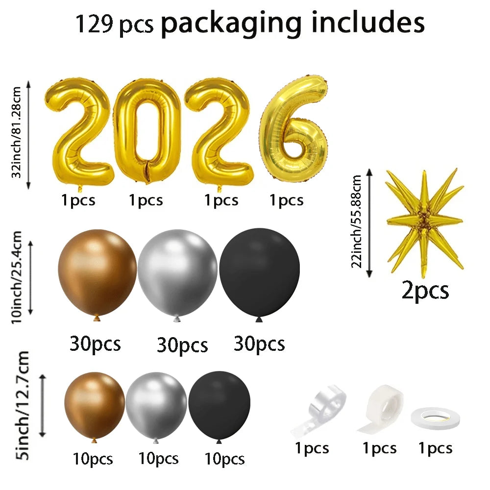129-Piece Festive Balloon Arch & Wreath Decoration Set – Party Decor for New Year, Christmas & Birthday Celebrations