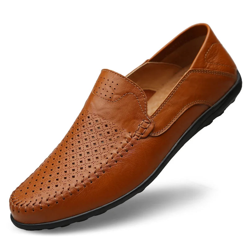Men’s Genuine Leather Loafers – Italian-Style Breathable Slip-On Dress Shoes | Casual & Formal Fit, Plus Sizes
