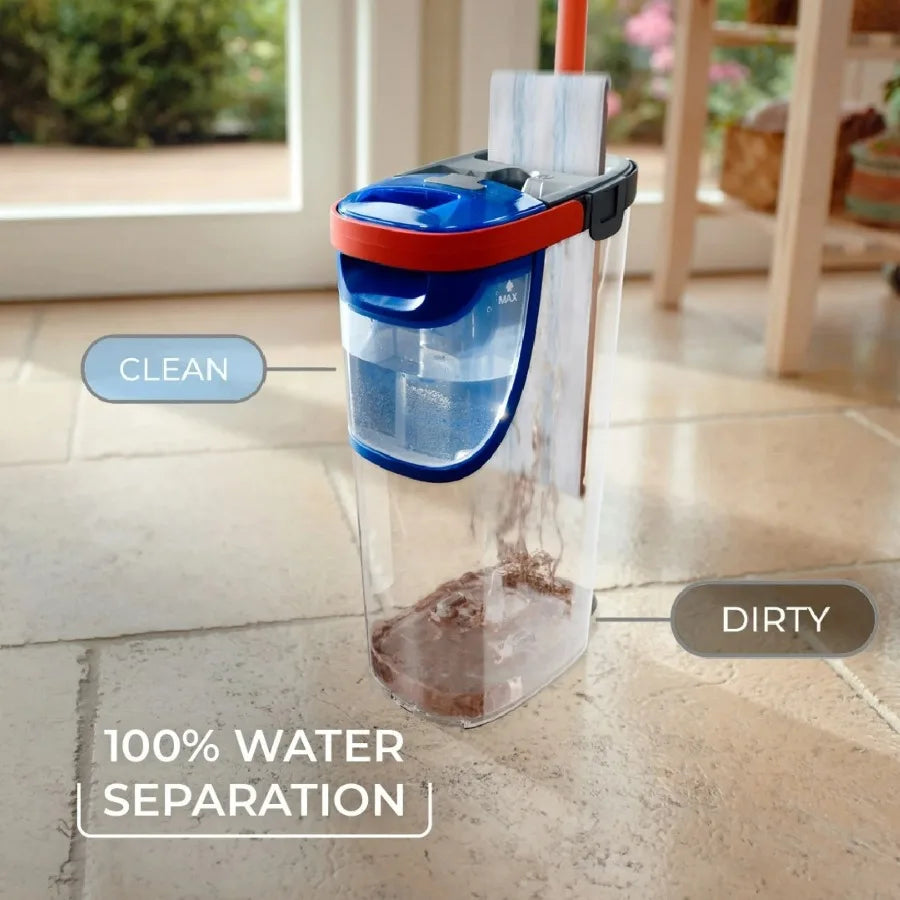 O-Cedar H2pro Flat Mop System – Dual-Tank Design Separates Clean & Dirty Water, Compact Cleaning Mop