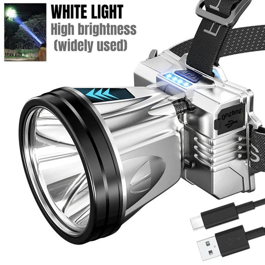 Super Bright LED Rechargeable Headlamp – High-Power Outdoor Flashlight
Perfect for Camping, Fishing, Hiking, and Emergency Use
