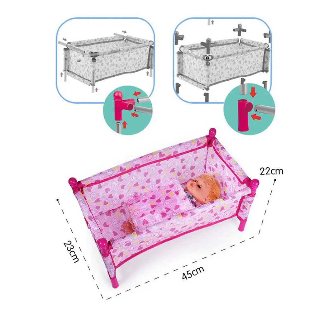 Baby Doll Crib & Furniture Toy Set — Reborn Doll Nursery Accessories