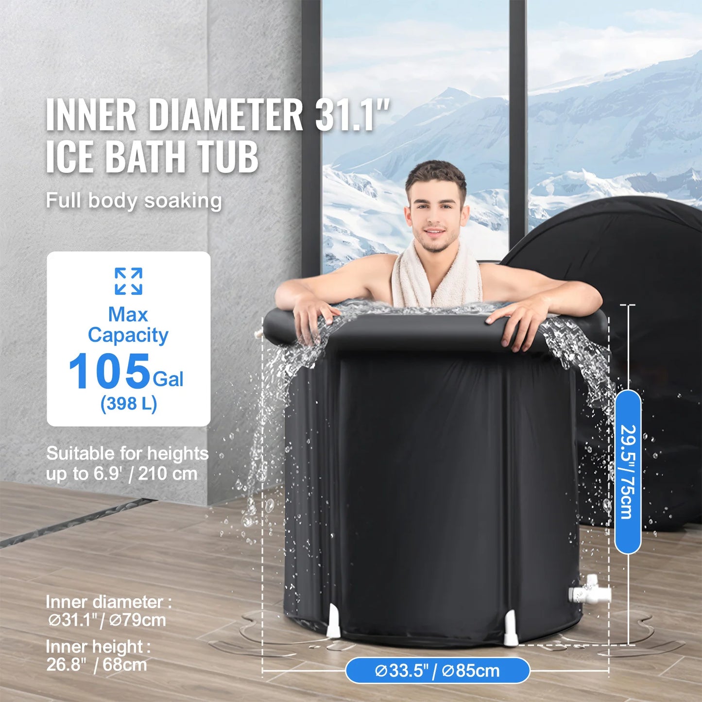 Portable Ice Bath Tub for Cold Water Therapy – Inflatable Plunge Pool for Athletes, Outdoor Ice Barrel Recovery Tub