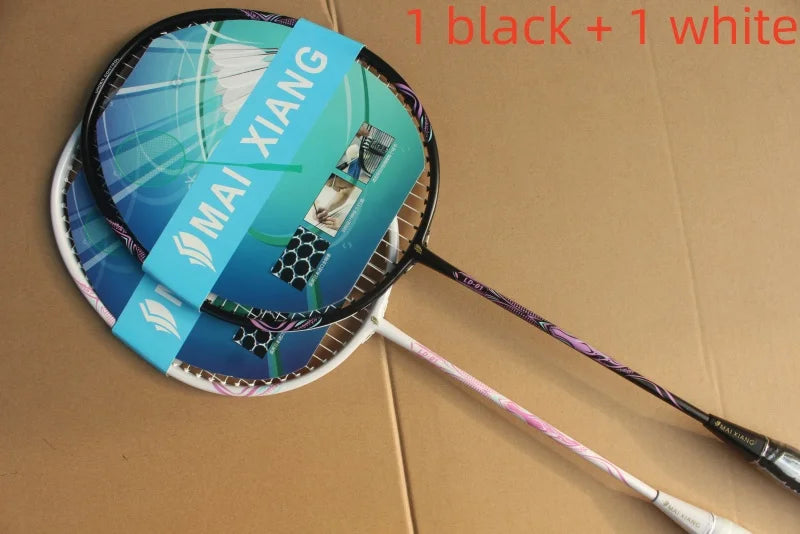 2PCS MAI XIANG Composite Carbon Badminton Rackets – Lightweight Racquets for Beginner & Training Use