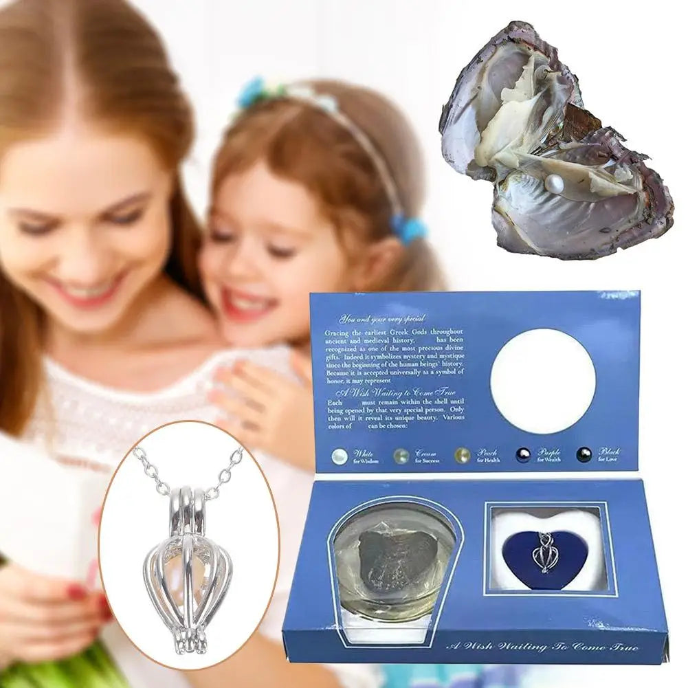 Wish Pearl Oyster DIY Necklace Kit with Cultured Pearl Jewelry Gift Set