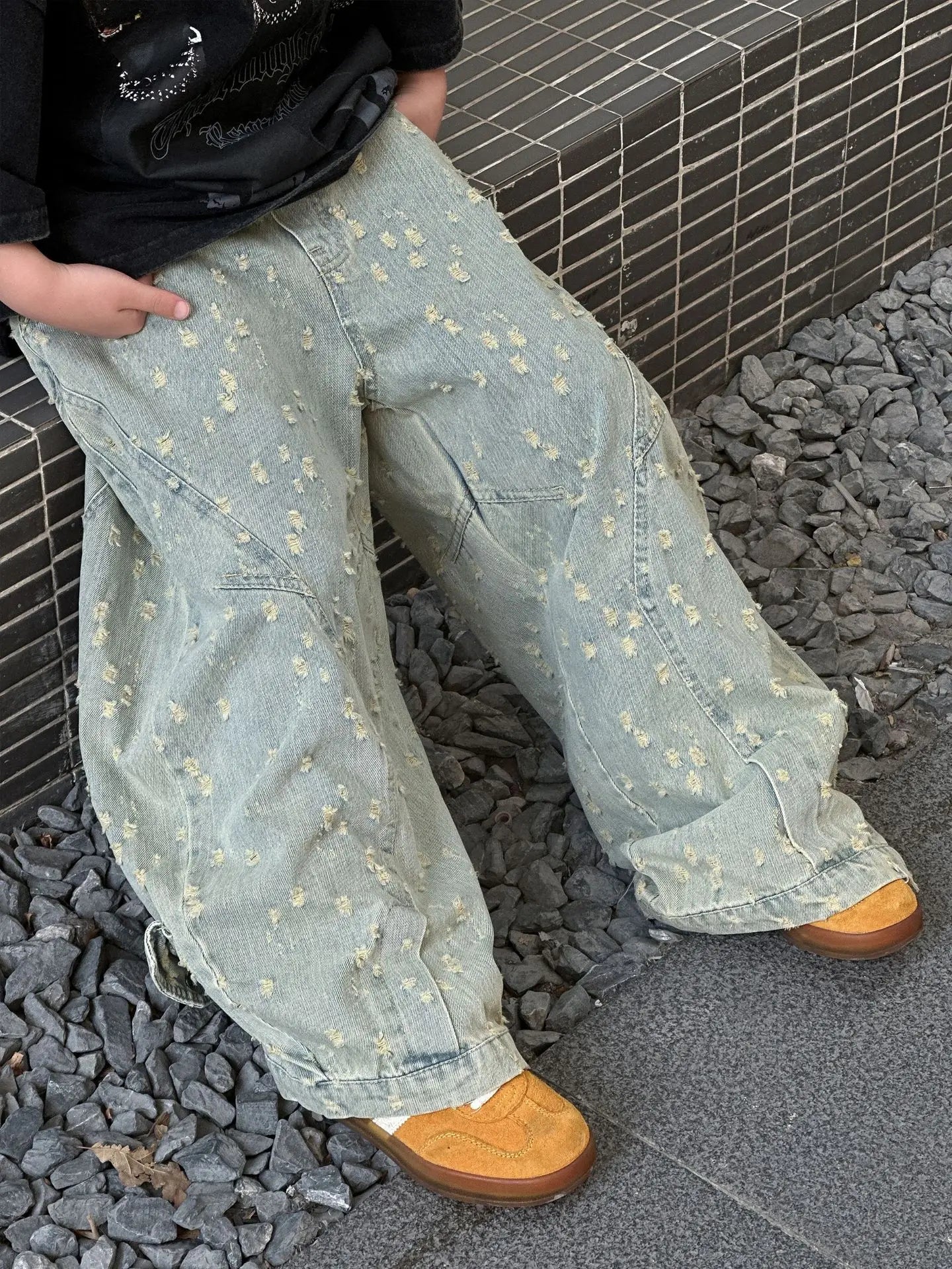 Boys Stylish Casual Jeans Trousers – Spring Solid Color Loose Fit Kids Pants