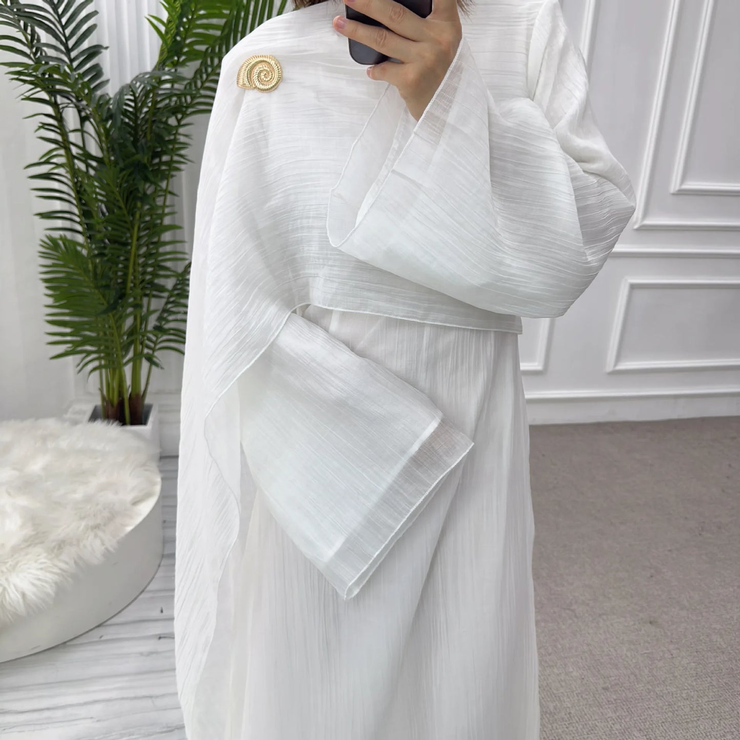 Women’s Two-Piece Modest Cardigan Set – Elegant Middle East Islamic Abaya Dress for Ramadan & Eid