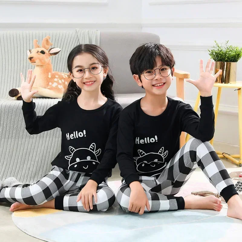 Kids Pajamas Set, 100% Cotton Soft Long Sleeve Sleepwear for Toddlers & Children Ages 2–13, Astronaut Print