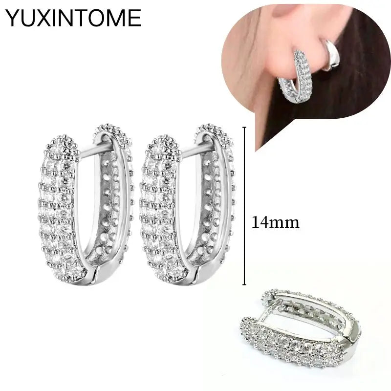 925 Sterling Silver Multi-Turn Hoop Earrings with White Zircon, Fashion Punk Jewelry for Women