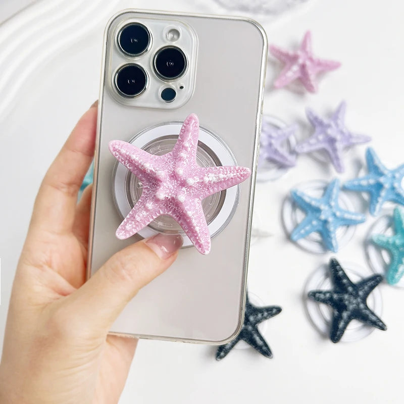 Resin Starfish Phone Grip Stand with MagSafe Magnetic or Adhesive Base