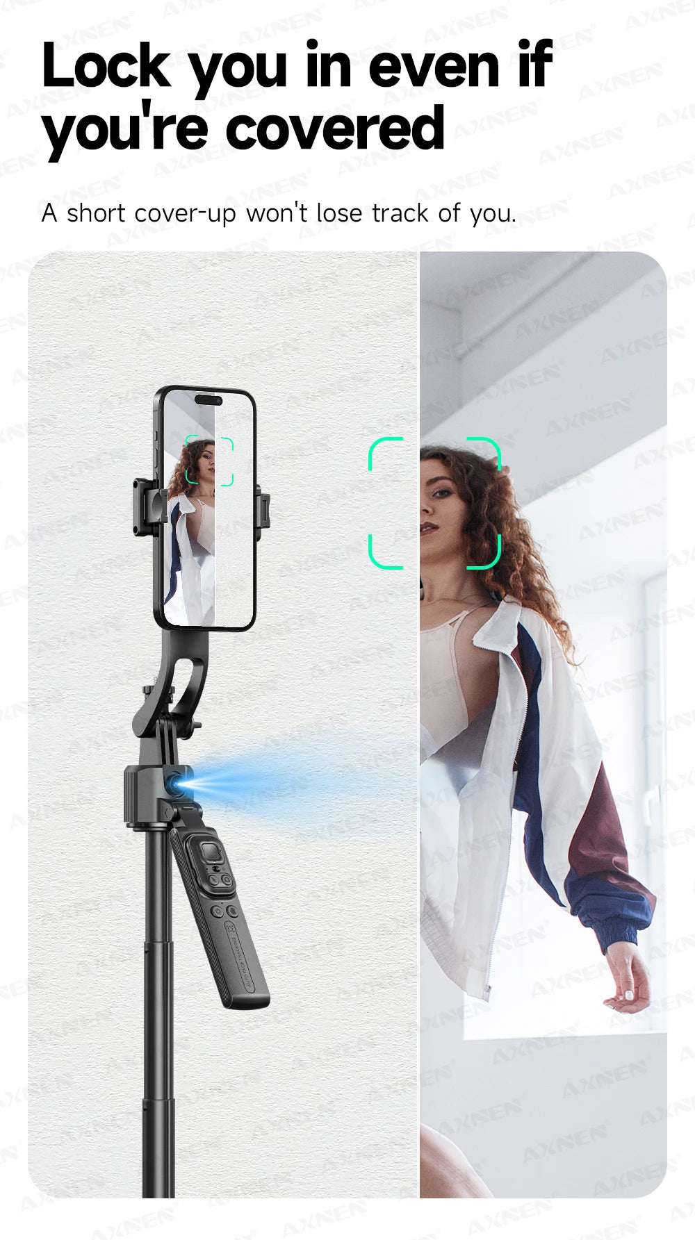 AI Face-Tracking Selfie Stick Tripod with Bluetooth Remote