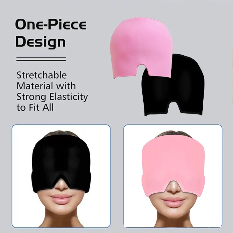 Reusable Gel Ice Therapy Cap, Cooling Head Wrap and Eye Mask for Headaches & Migraines