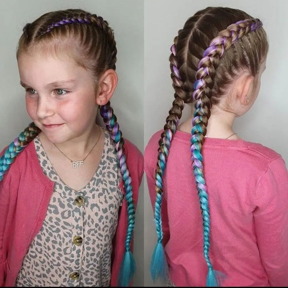 GlowStrands 24” Jumbo Braids for Kids & Adults – Ombre Kanekalon Hair Extensions, Easy Styling & Natural Feel