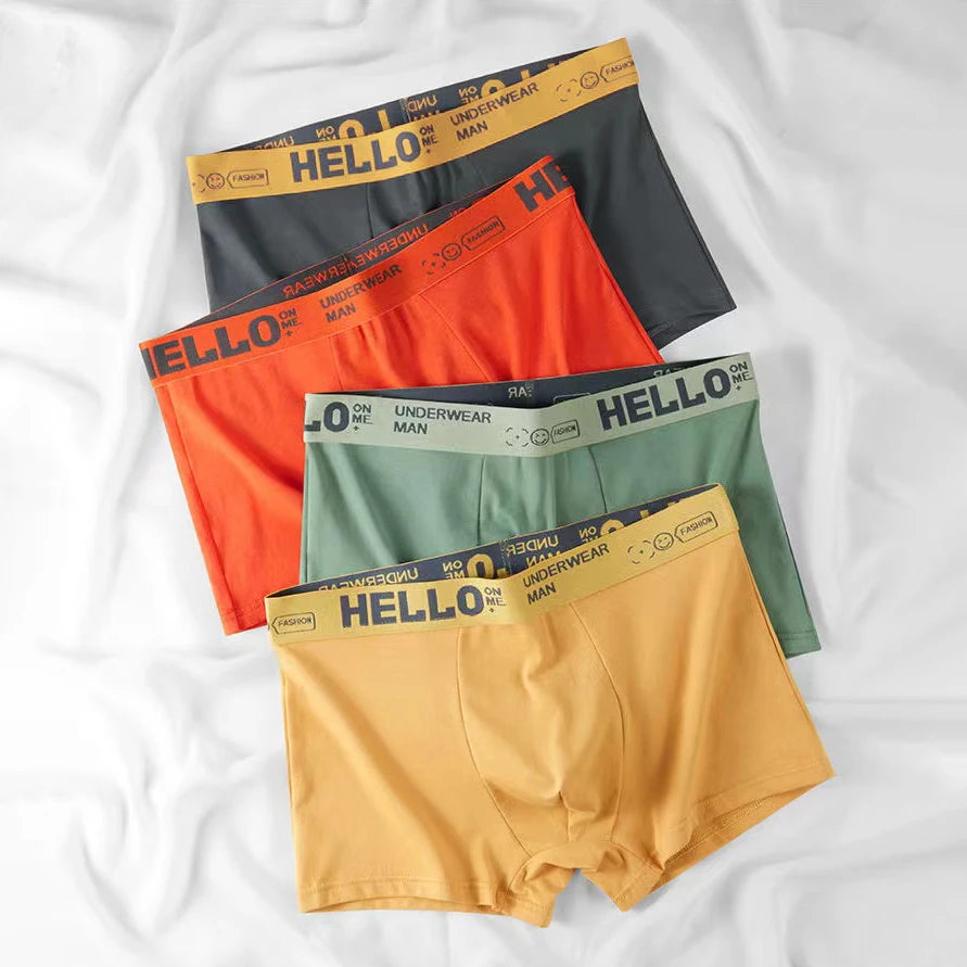 4-Pack Men's Cotton Boxer Shorts with Print Design