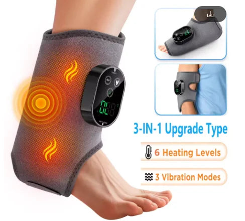 Smart Heated Foot & Ankle Massager – Adjustable Compression & Multi-Speed Vibration for Relaxation and Recovery