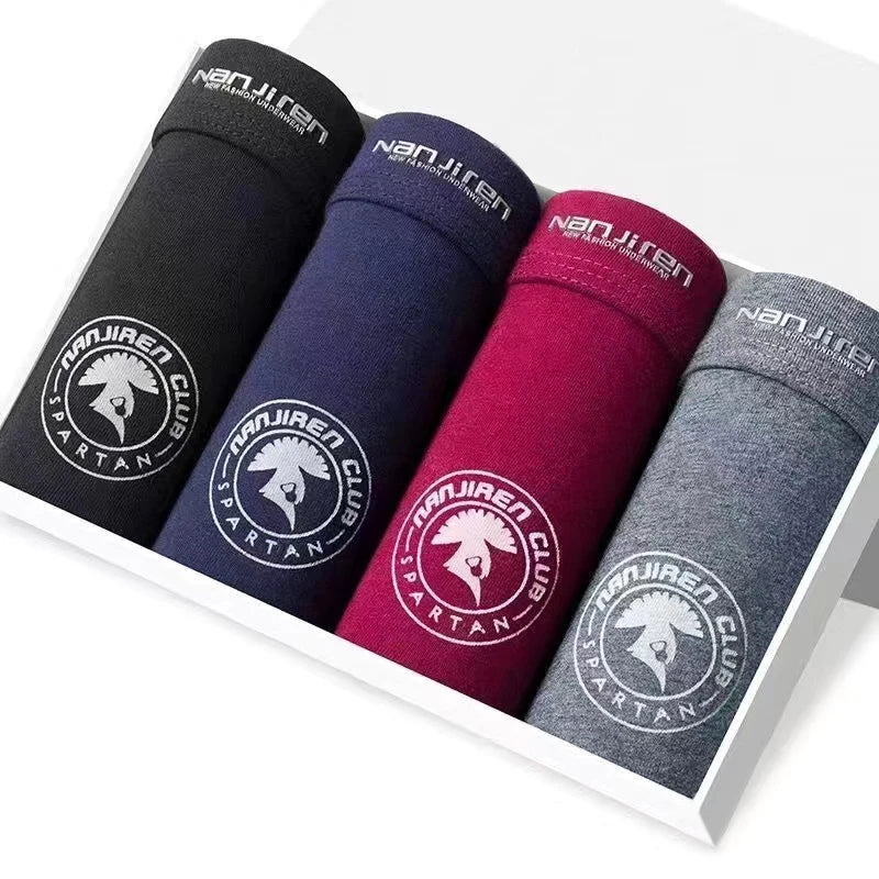 4-Pack Men's Cotton Boxer Shorts with Print Design