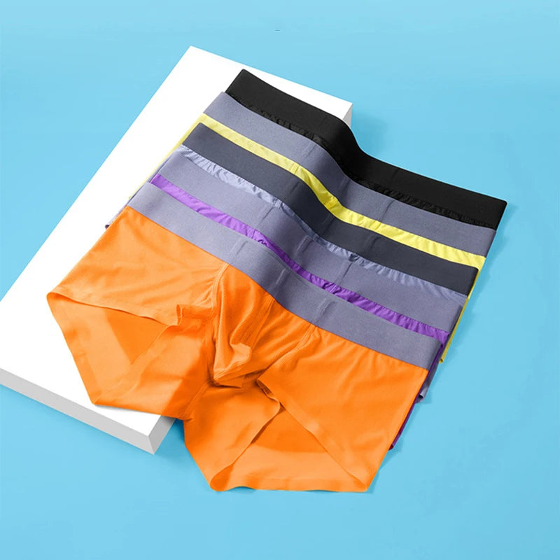 Men’s Ultra-Thin Ice Silk Boxer Shorts – Seamless, Breathable, Quick-Dry Underwear