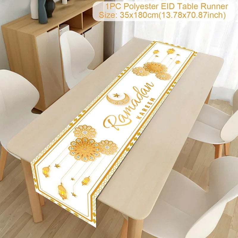 Ramadan Decoration Table Runner EID Mubarak Decor 2025  Home Tablecloth Ramadan Kareem Islamic Muslim Party Eid Al-Fitr Gifts