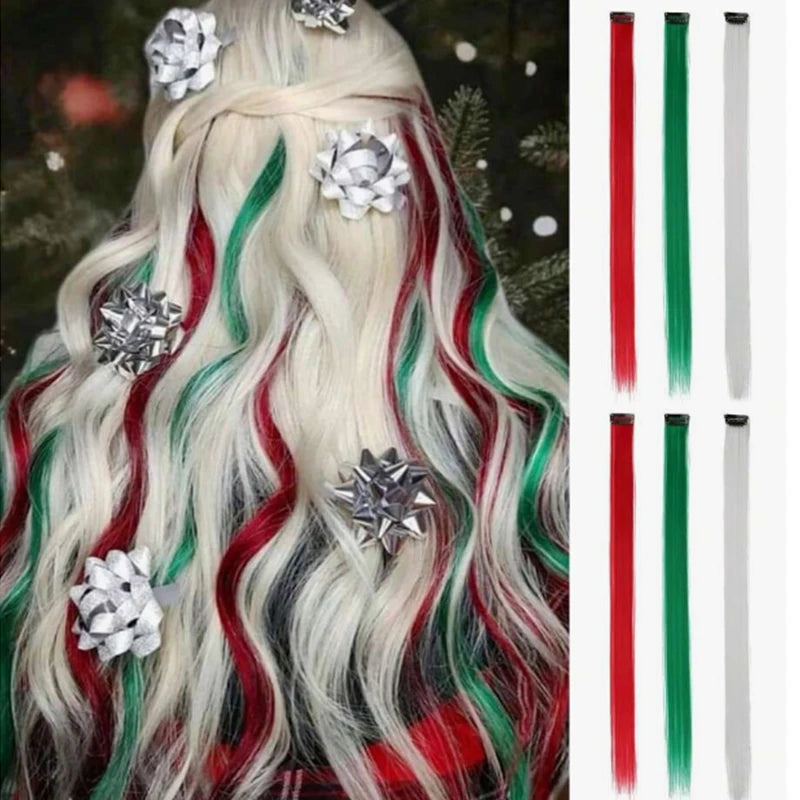 22-Inch Straight Clip-In Synthetic Hair Extensions – Colorful Highlight Hairpiece
