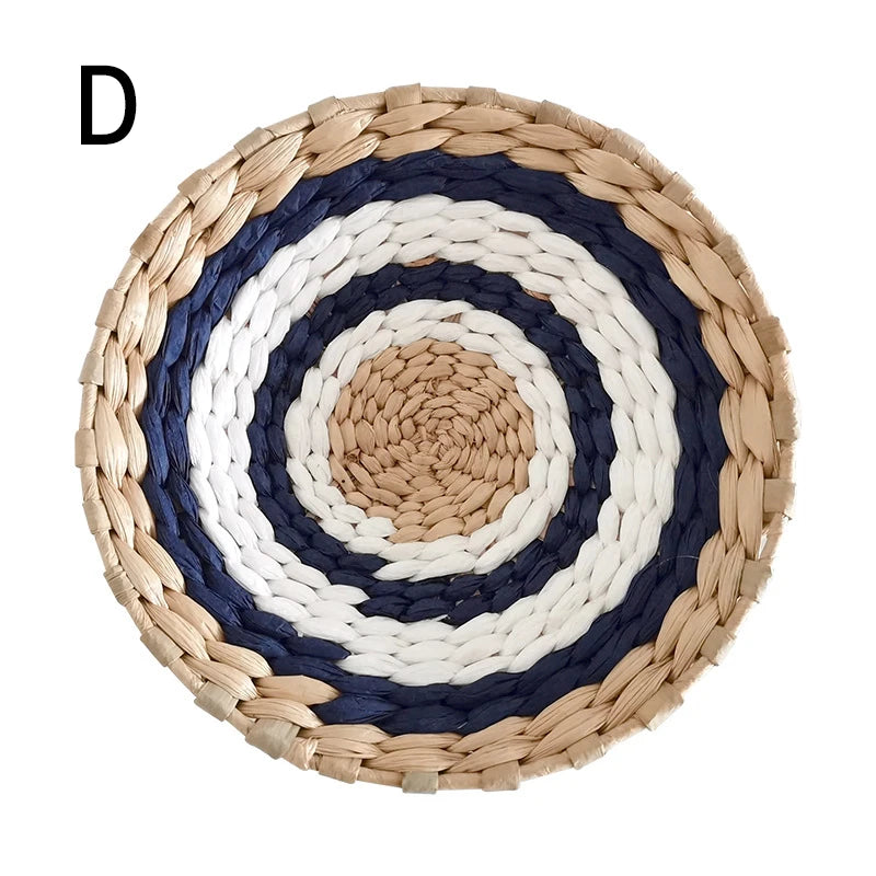 Straw Woven Tray Wall Decor Hanging Plate Round Fruit Storage Basket Bohemian Home Decoration Rattan DIY Crafts Gifts