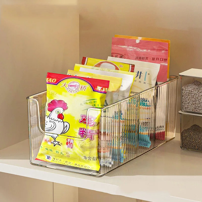 Clear Plastic Expandable Spice Organizer with Dividers – Snack, Tea Packet & Pantry Storage Containers