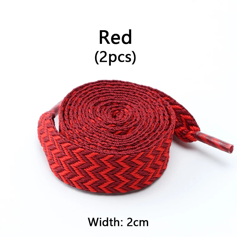 Flat Wavy Shoelaces for Sneakers – Trendy Wide Replacement Shoe Laces for Casual, Sport & Streetwear Shoes (1.5cm / 2cm / 3cm Widths)