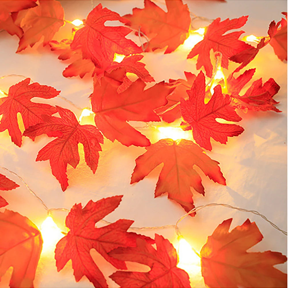 Autumn Maple Leaf LED Garland String Lights for Halloween & Christmas