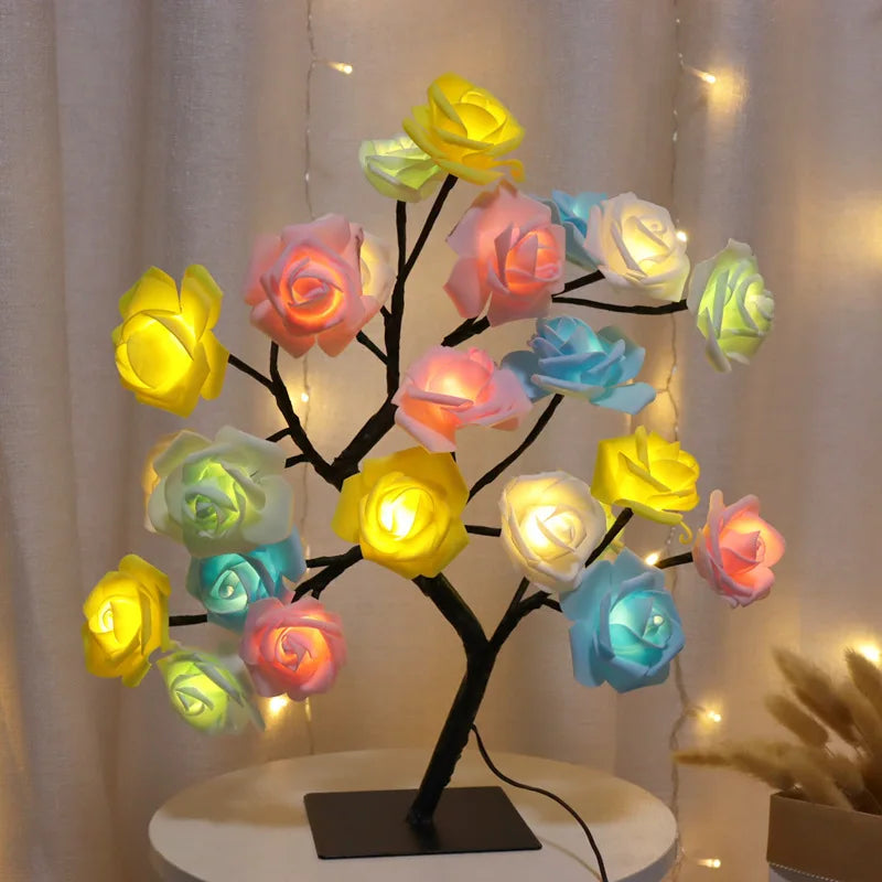 24 LED Rose Lamp, Rose Light Tree Table Top Decorations for Wedding Mother's Day Valentine’s Day Decorations, Gift for Girls Mom