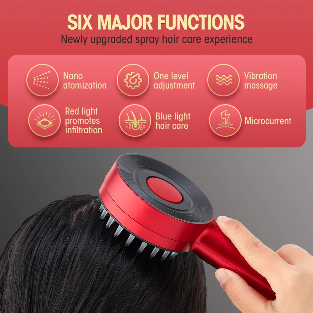 50ml Batana Hair Growth Oil And EMS Massage Comb Nano Spray Scalp Liquid Applicator LED Therapy Vibration Head Massager Brush