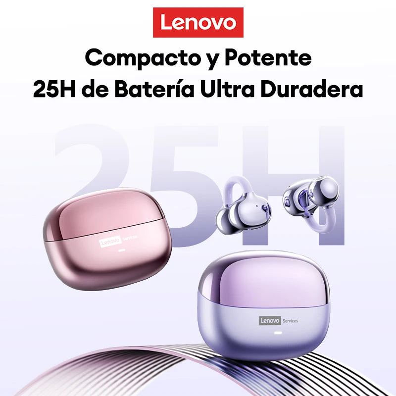 Lenovo LE302 Wireless Bluetooth 6.0 Clip-On Earbuds with HiFi Stereo Sound and Long Battery Life