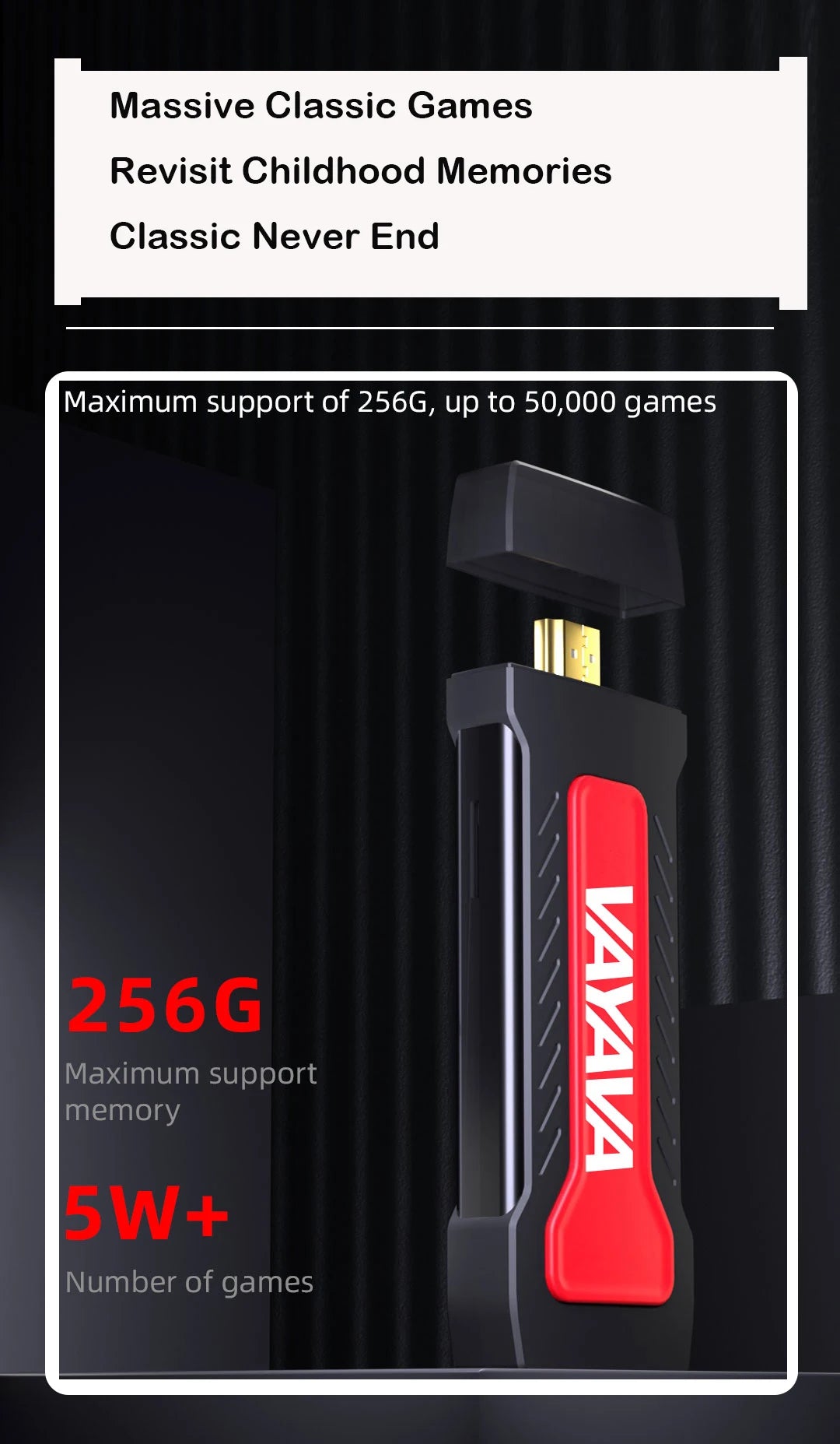 GD30 4K Retro Game Stick, 64GB Built-In Games, Wireless 2.4G Classic Video Game Console with Dual Controllers