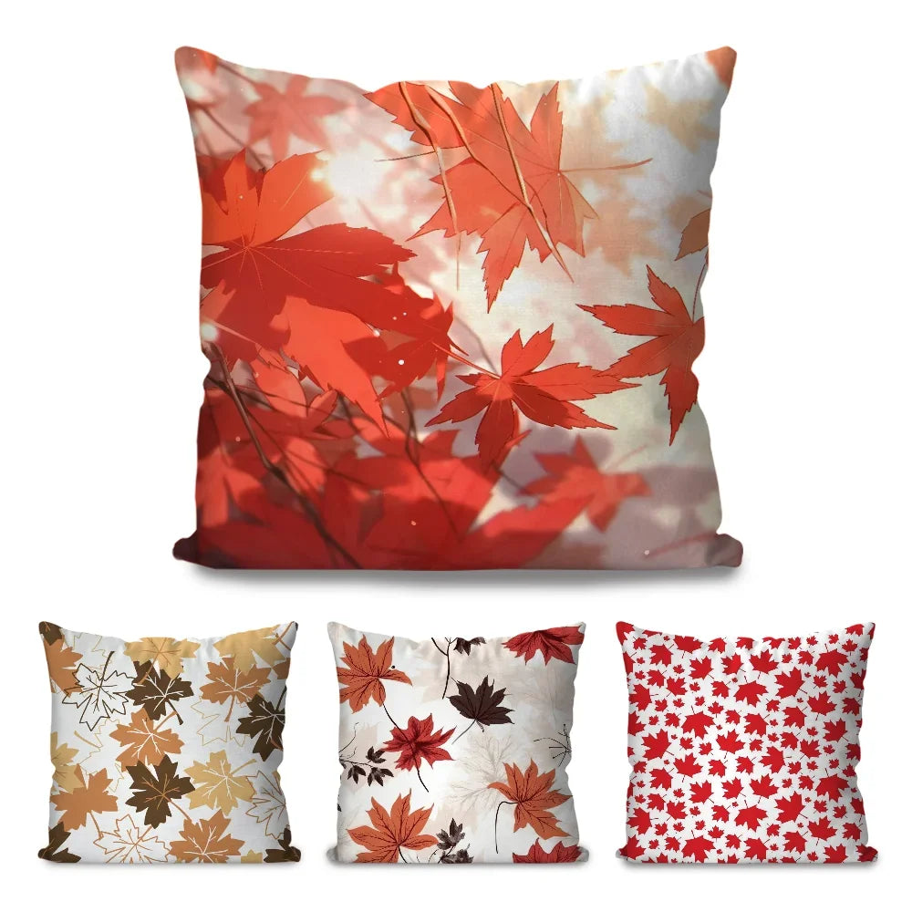 1pc Autumn Maple Leaf Decoration Pillow Case Square Pillow Bedroom Sofa Leisure ComfortCar Living Room Home Decoration 40X40