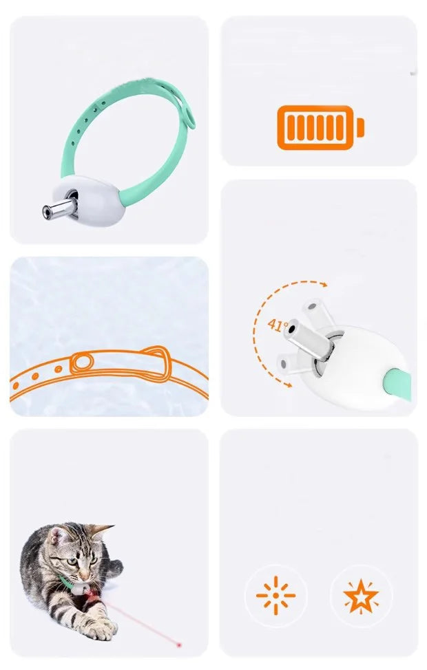 Smart Laser Tease Cat Collar – USB Rechargeable, Automatic Interactive Toy for Kittens & Cats