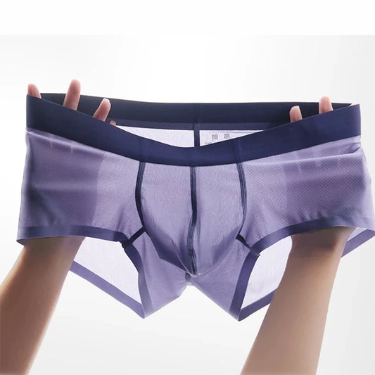 Men's Ultra-Thin Ice Silk Boxer Shorts – Seamless, Breathable, Quick-Dry