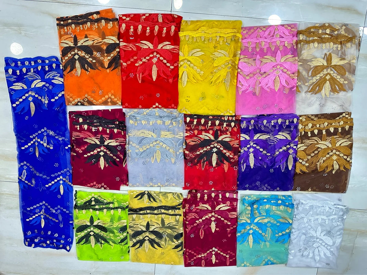 Women's Embroidered Voile Hijab Scarf