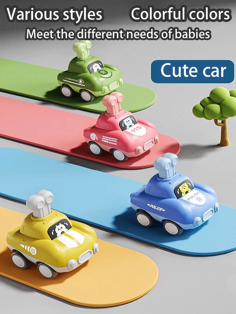 Inertia Pull-Back Cartoon Toy Car for Toddlers – Push and Go Car for Kids 1–3 Years